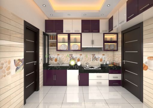 brown color minimal kitchen design