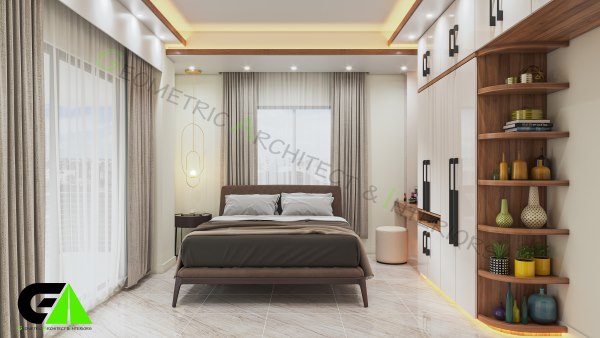 master bedroom with showpiece design