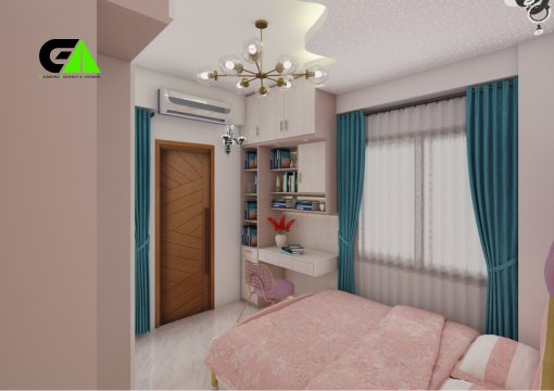 pink color bedroom design at mirpur dhaka