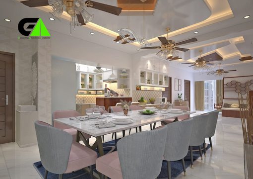 dining room interior design in Rajshahi