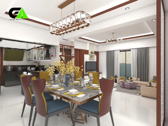 dining room cum living space interior design design in mirpur dhaka