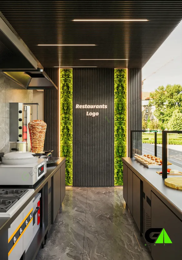 Modern restaurant entrance area from restaurant interior design project in Mirpur