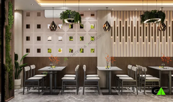 Restaurant interior design project in Mirpur showcasing modern table and chair setup
