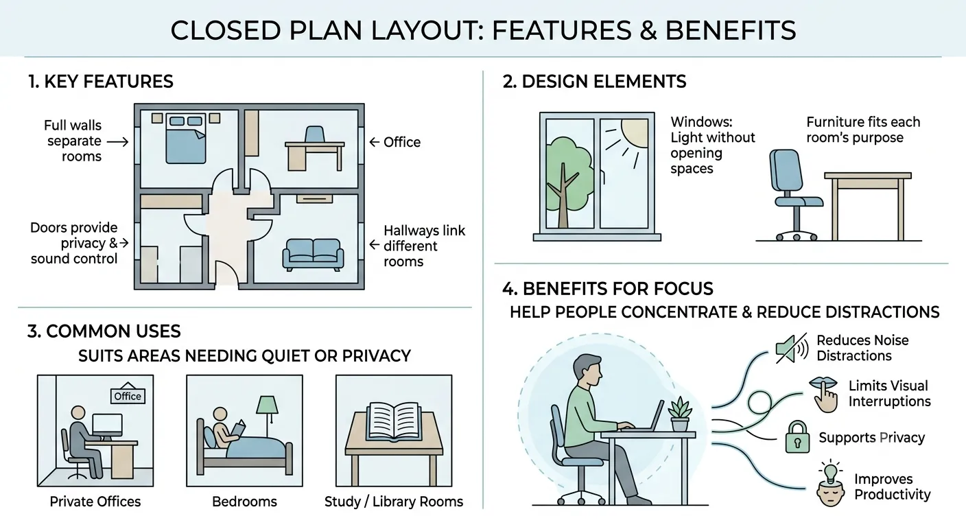 closed plan layout feature and benefit