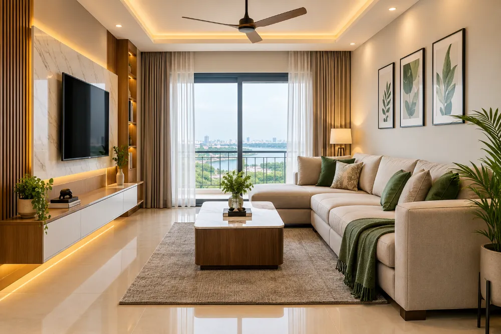 Modern living room interior design in Faridpur by Geometric Architect & Interiors
